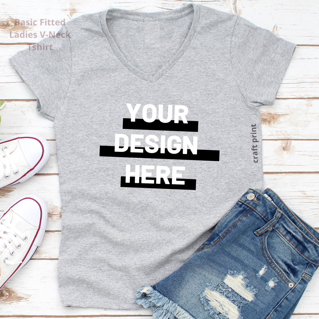 Basic Fitted Ladies V-Neck Tshirt